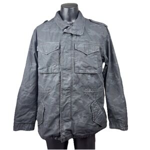 Y2K 2007 LEVI'S MILITARY ARMY LINED CAMOUFLAGE BLACK CAMO PATTERN JACKET - L